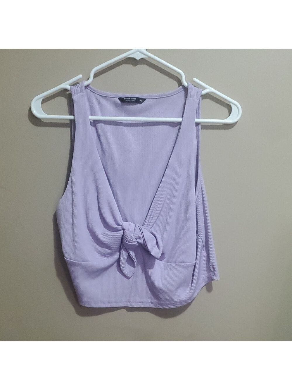 Shein Curve Lavender Sleeveless Tie-Front Crop Top Size 1XL